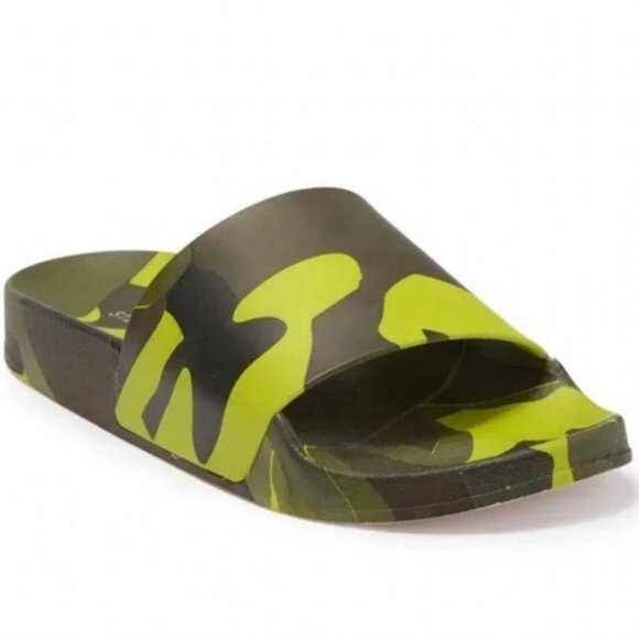 NEW Steve Madden Camo Print Slides Green Sandals Sofi Size 5 Nordstrom Boho NWOT - Picture 1 of 8